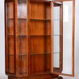 Restored art deco walnut display cabinet, revived original varnish, czechia, 1920s