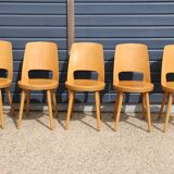5 chaises BAUMANN « MONDOR » hêtre clair