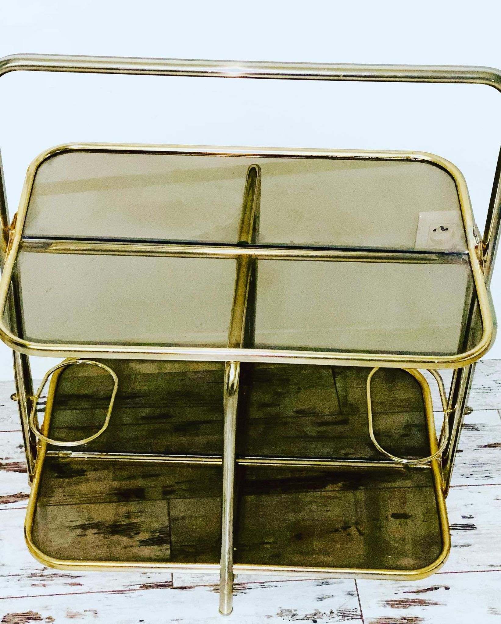 Golden tubing bar and smoked glass top circa 60/70