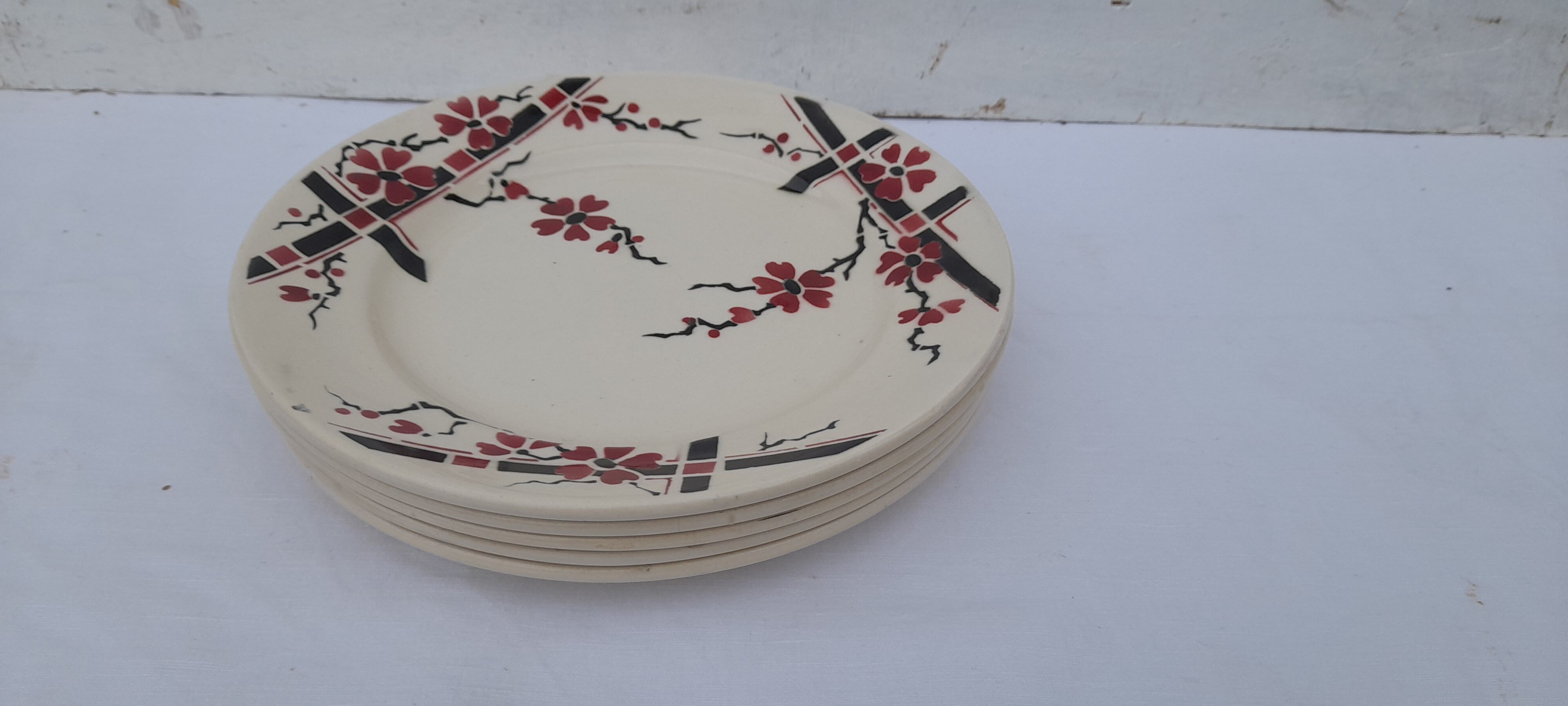 5 earthenware dessert plates Moulin des loups & Hamage model Bagatelle diam 21.5 cm