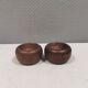 Two small saltcellars (or salt and pepper) in teak wood, Denmark 1970s.