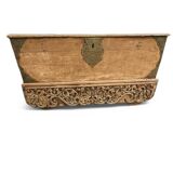 Grand coffre asiatique de voyage ancien Bois de manguier