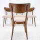 Ensemble de quatre chaises de salle à manger en hêtre restaurées des années 1950, Tchécoslovaquie