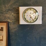 Rectangular silent vintage wall pendulum clock "Jaz white green"