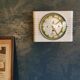 Rectangular silent vintage wall pendulum clock "Jaz white green"