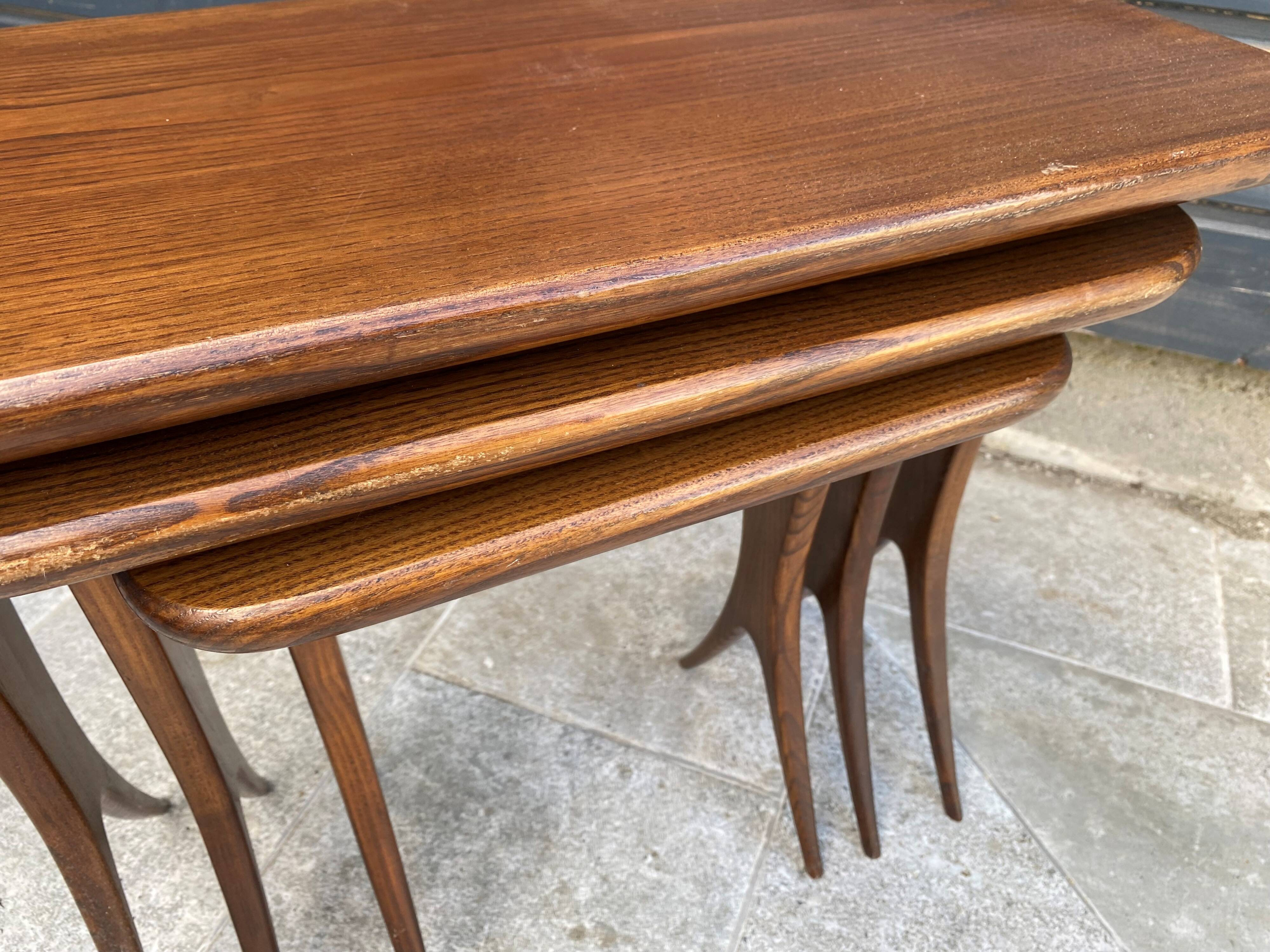 Set of 3 nesting tables by Raphaël Raffel, Scandinavian vintage, 1960s
