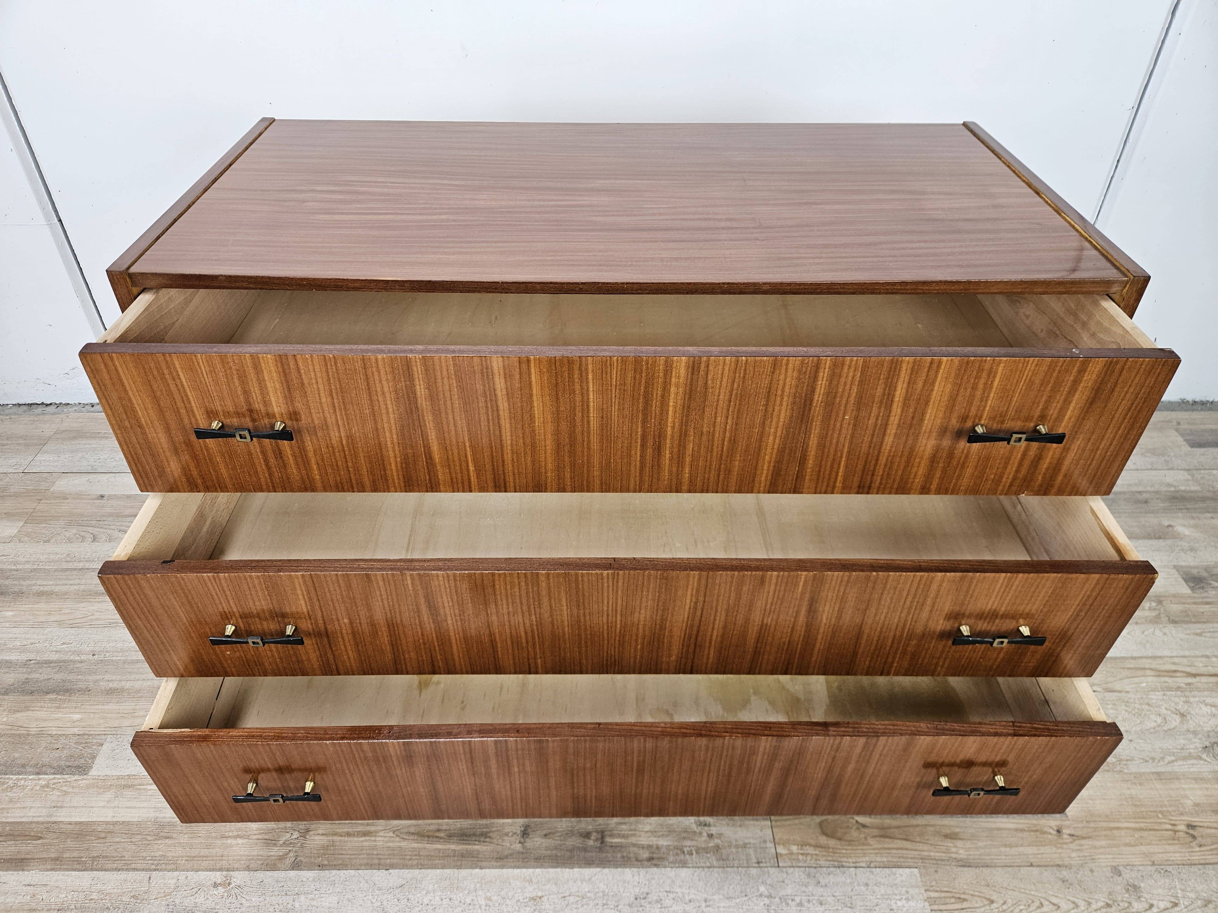 1960s teak three-drawer chest of drawers