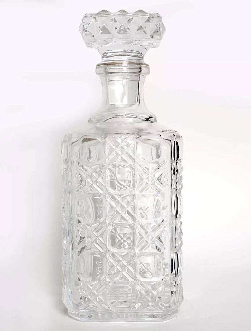 Carafe whisky en cristal motif damier
