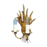 Italian 1960 Hollywood Regency Gilt Metal Sheaf of Wheat Wall Sconces, 1 of 7
