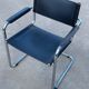 Set of 6 bauhaus cantilever chairs black leather and chrome design