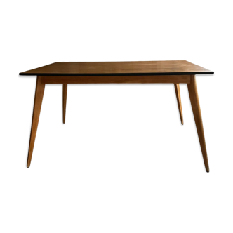Table scandinave en bois et noir, années 50-70