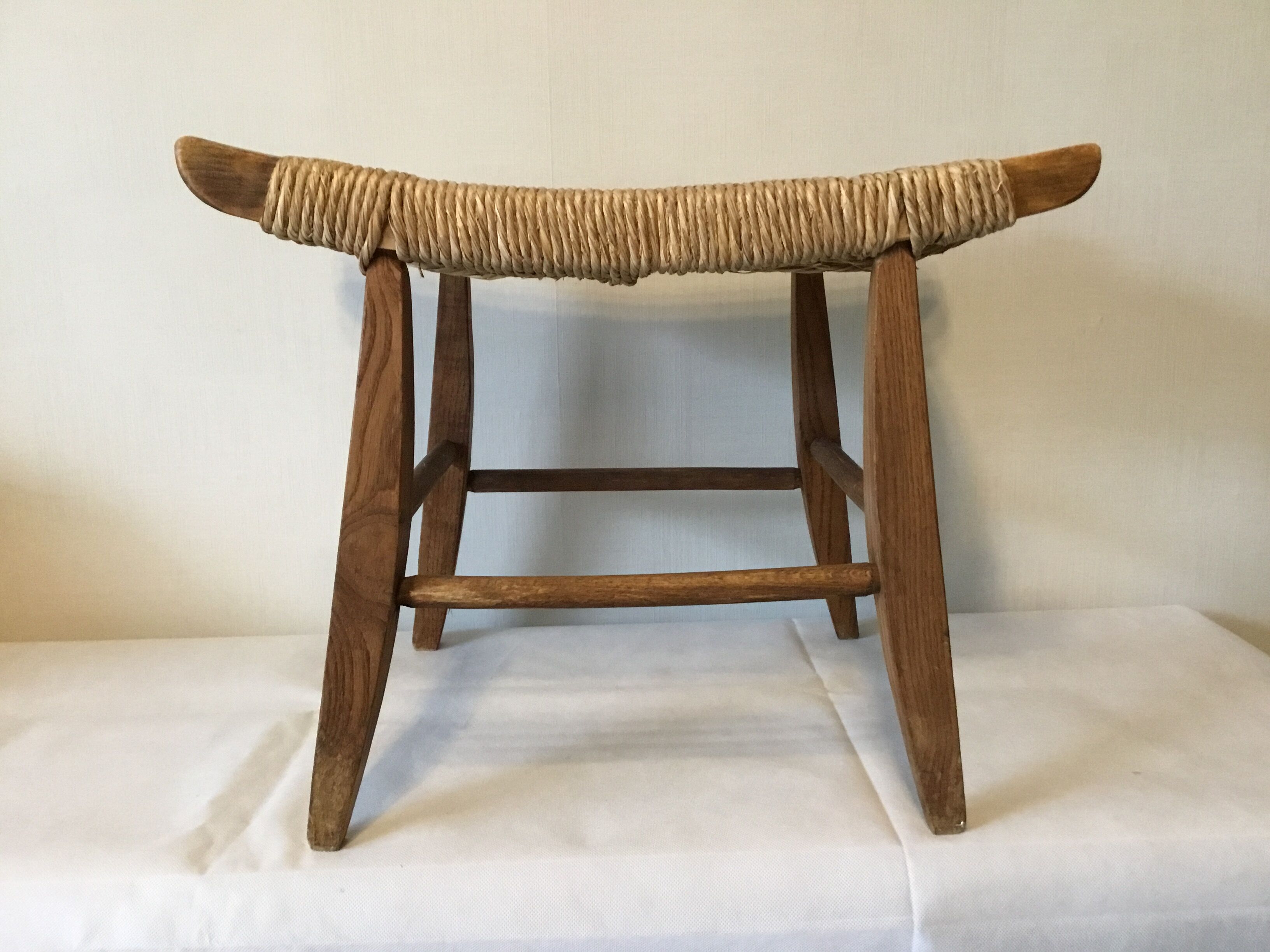Stool straw Mid century Bull