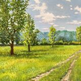 Green landscape signed in 2017