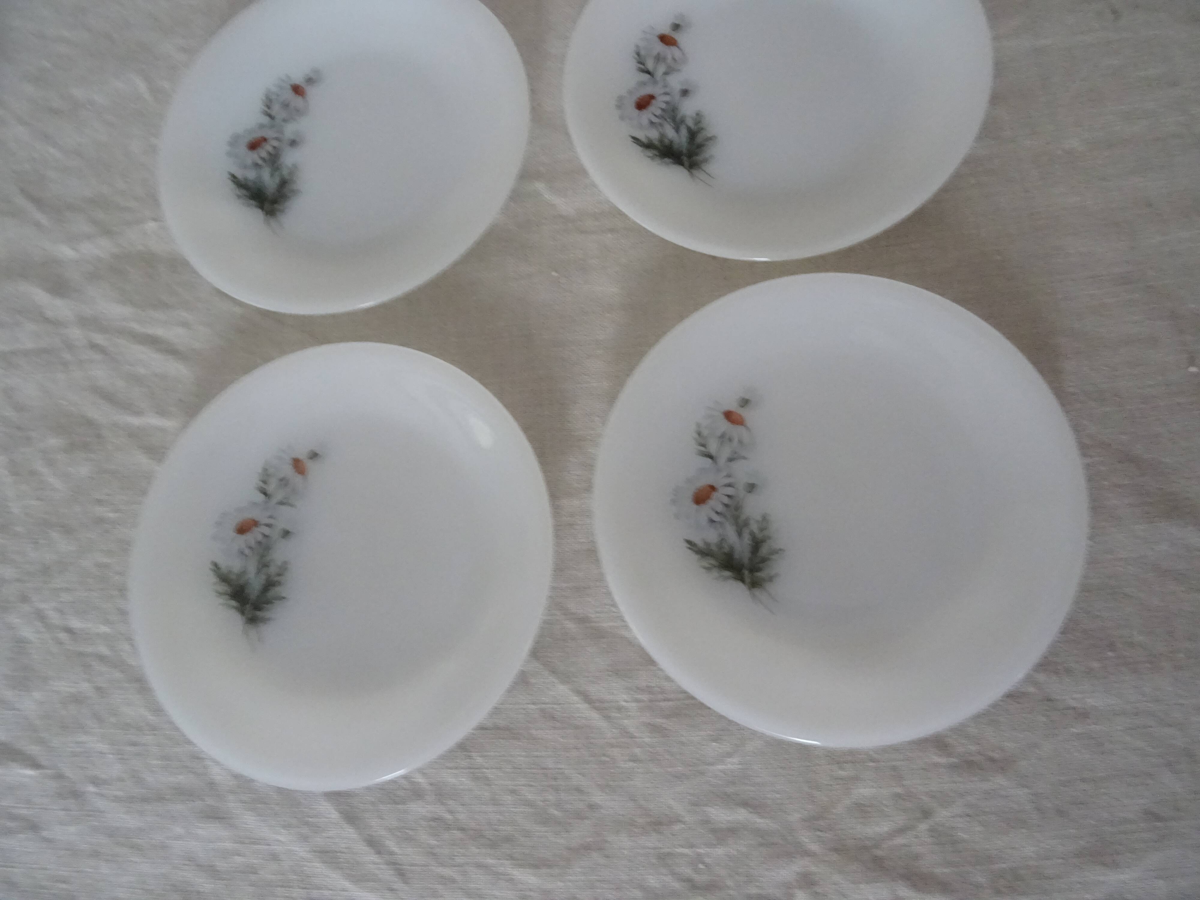 6 plates daisies flowers dessert arcopal 15992