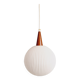 Scandinavian teak and white satin glass pendant light, 1960s