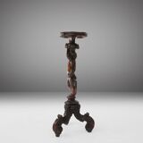 Carved Walnut Pedestal Table with Putto, France 1850s