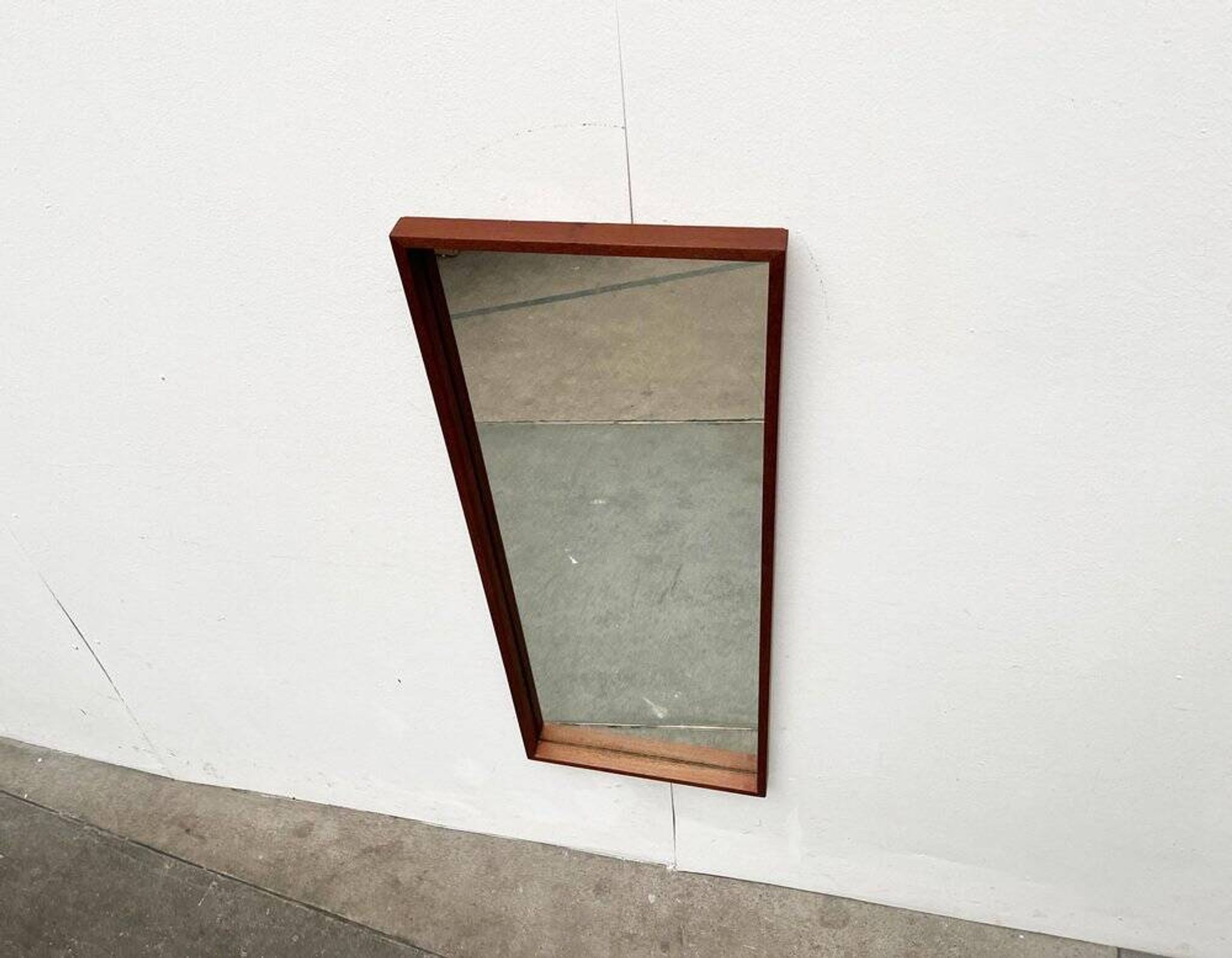 Minimalist mid-century German mirror in teak by Zier-Form, 1960s.