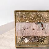 Lampe à encastrer carrée en verre et bronze, années 60