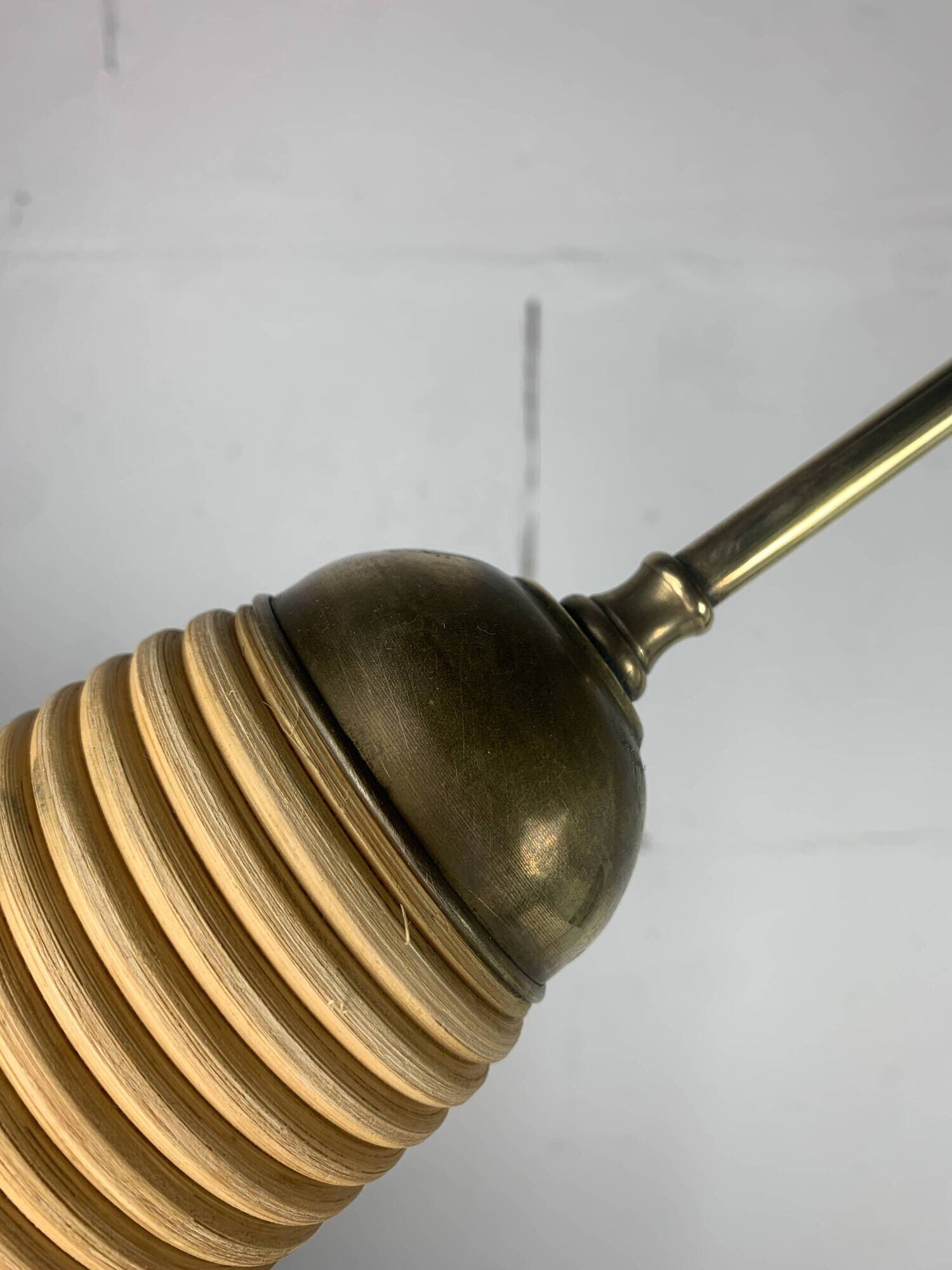 Italian Adjustable Floor Lamp in Pencil Reed, Bamboo, Rattan and Brass, 1970s