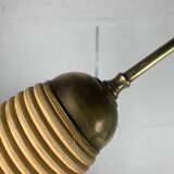 Italian Adjustable Floor Lamp in Pencil Reed, Bamboo, Rattan and Brass, 1970s