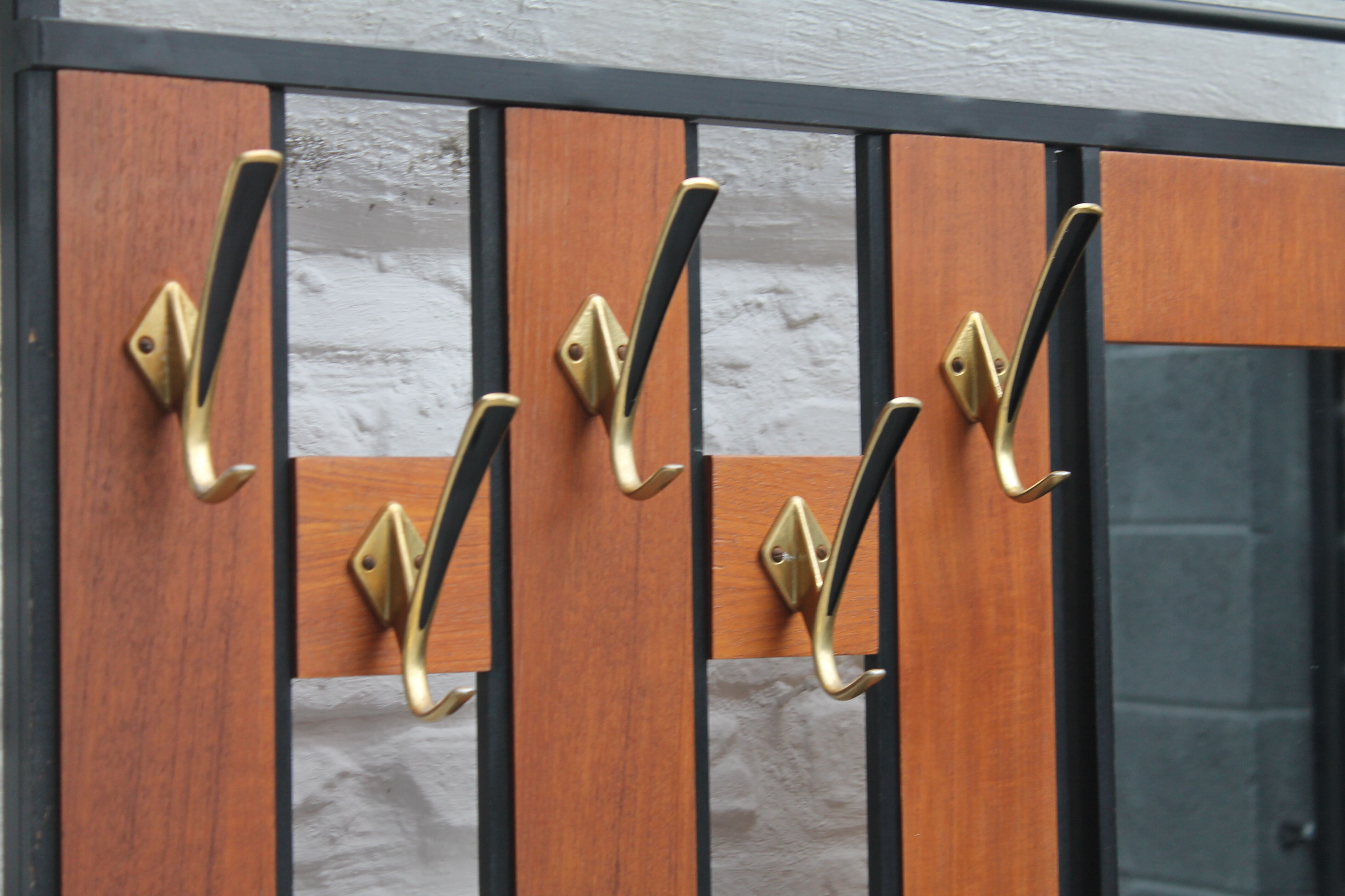 Vintage coat rack with bench and mirror 1960