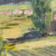 Peinture à l'huile vintage originale de paysage, art de la campagne