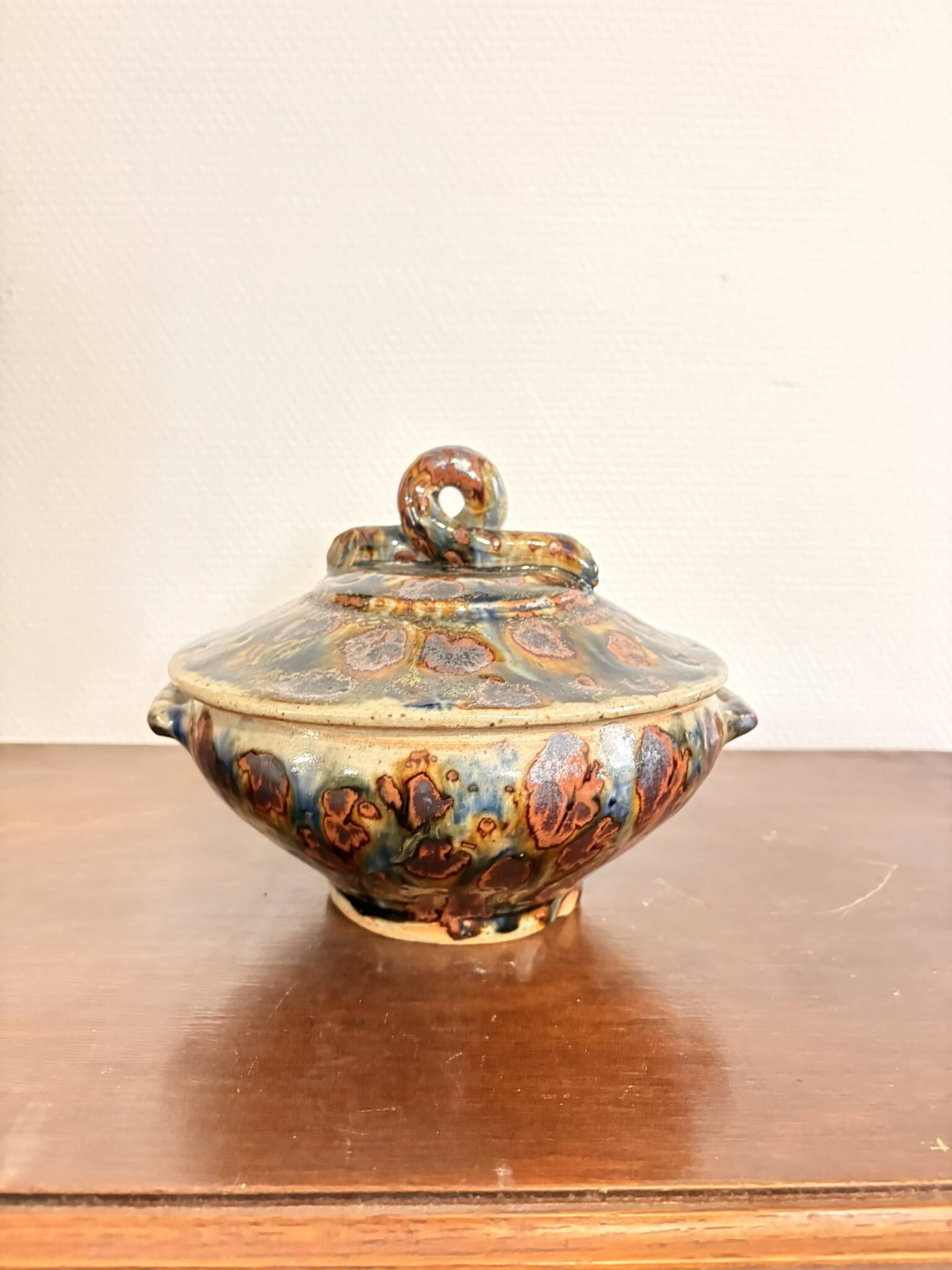 Vintage Brown Stoneware Cassolette Pot by Lucien Talbot de la Borne