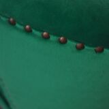 Vintage green and brown velvet and wood cocktail chair, 1950s.