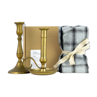 2 candle holders and 2 tea towels — All fire all flame #68