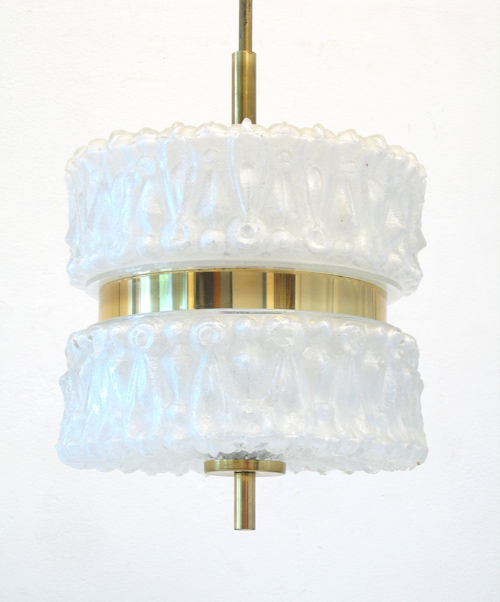 Amazing glass vintage lamp with gold chrome