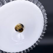 Vintage white opaline pendant light with scalloped edge – raffia and silk cable