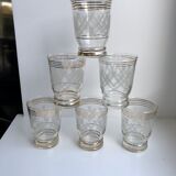 Set of 6 engraved cups and golden spirals 50-60s