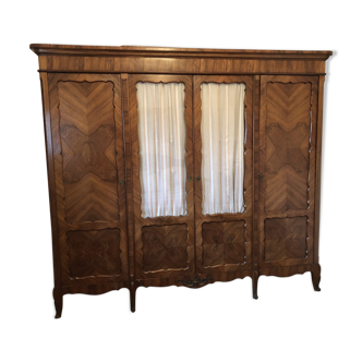 Louis XV wardrobe 4 doors including 2 glass windows