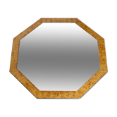 70s mirror, burl wood, metal frame