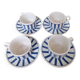 4 cups and saucers in English porcelain