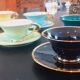 6 cups and saucers porcelain salins vintage year 50