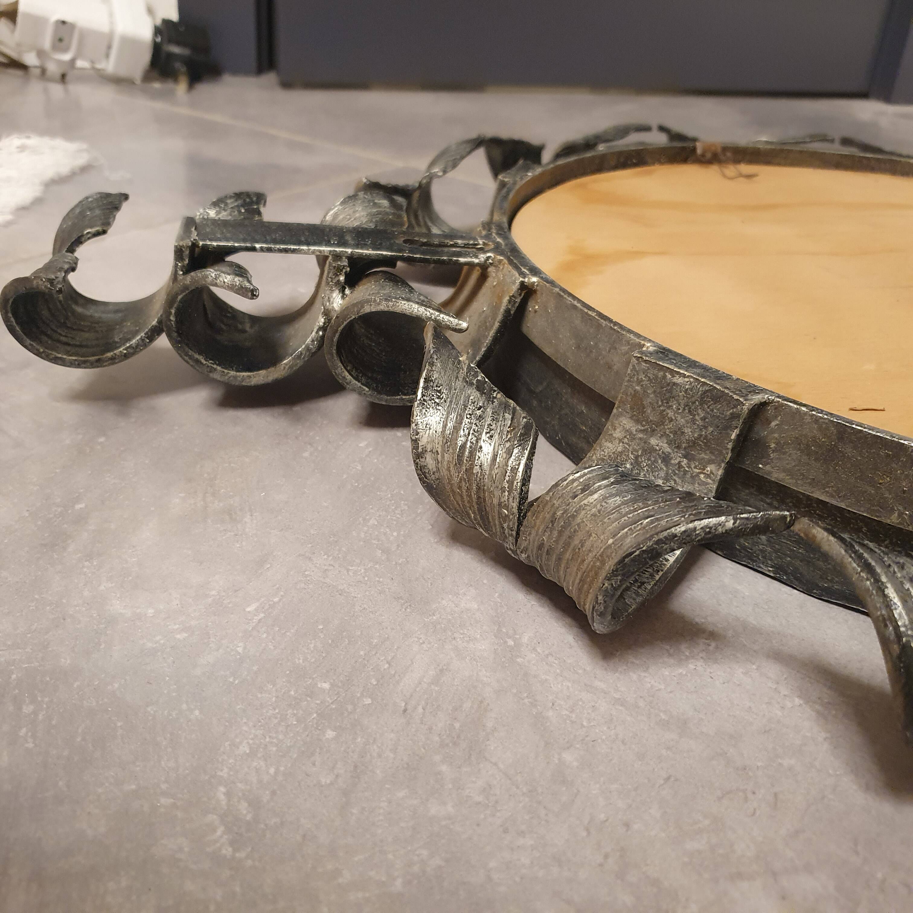 Brutalist wrought iron mirror, Spain, 1950