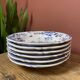 Ensemble de 6 assiettes creuses décor bleu Moustiers