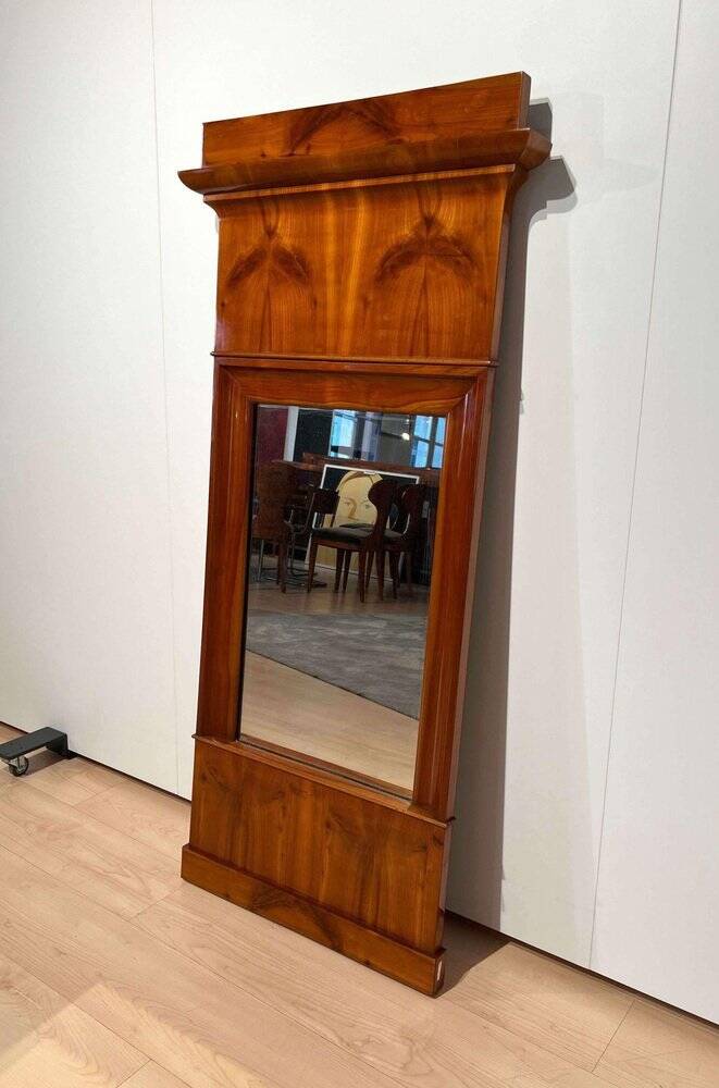 Biedermeier Wall Mirror in Cherrywood Veneer, South Germany, 1830s