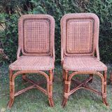 4 Perret and Vibert bamboo and rattan chairs