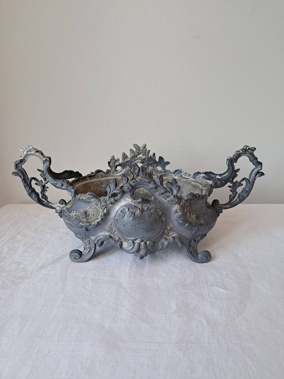 Napoleon III spelter centerpiece planter with rockery decoration