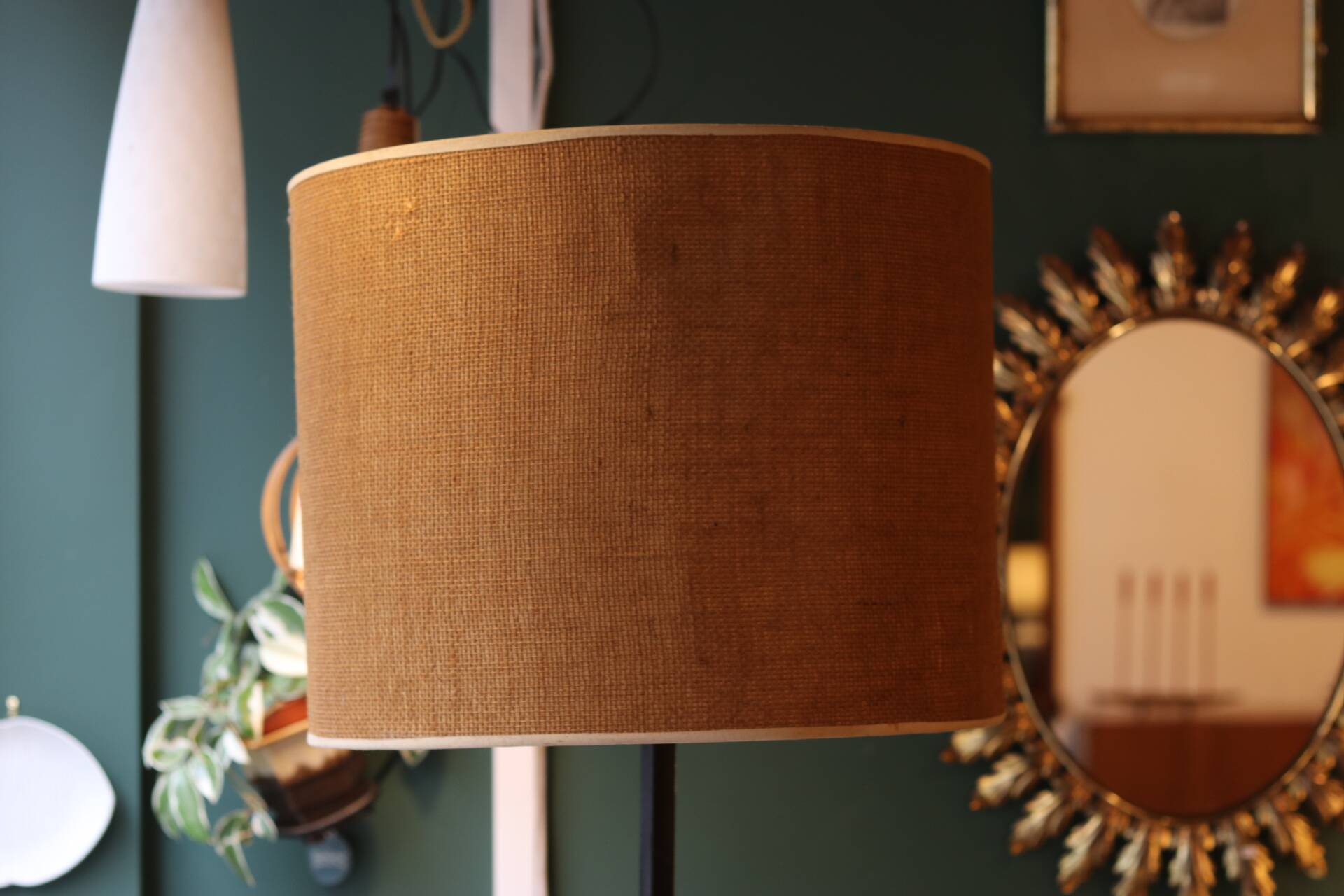 Very large brutalist wrought iron floor lamp, circa 1950