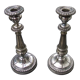 Pair of silver metal candle holders