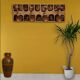 Vintage coat rack in wood and enameled copper