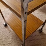 Formica, wood and chrome rolling trolley, 1970s