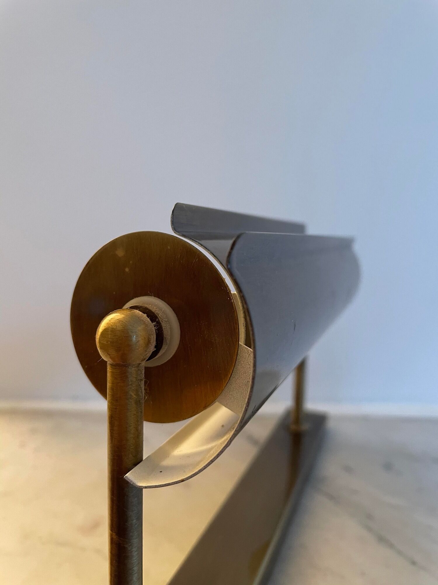 Pair of adjustable vintage wall lamps, matte brass, France 1970