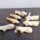 Set of 7 porcelain knife rests, animals, dog, cats, fish, rabbit.