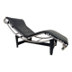 Vintage LC4 Chaise Longue by Le Corbusier in black leather