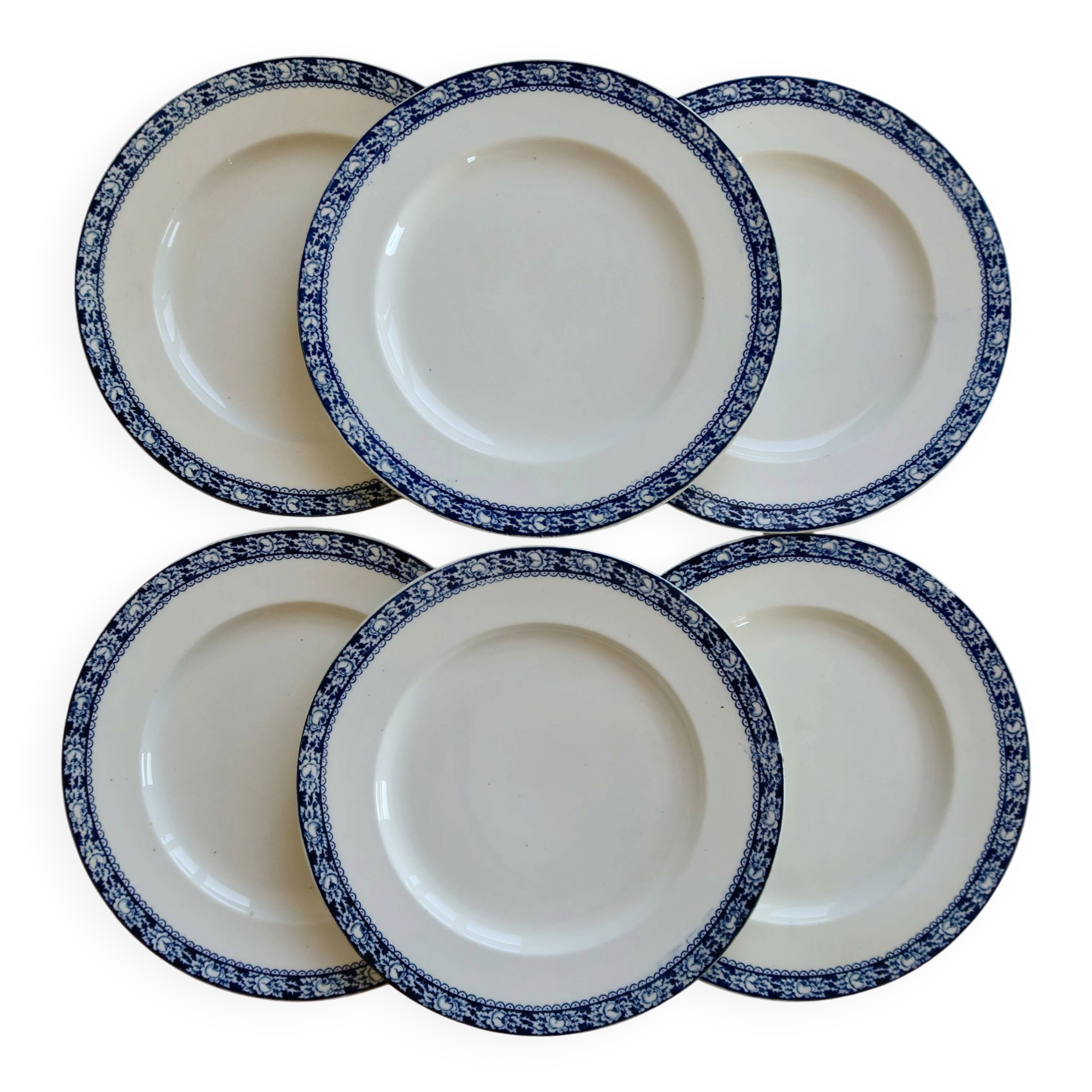 6 vintage ironstone dinner plates Great Universal British