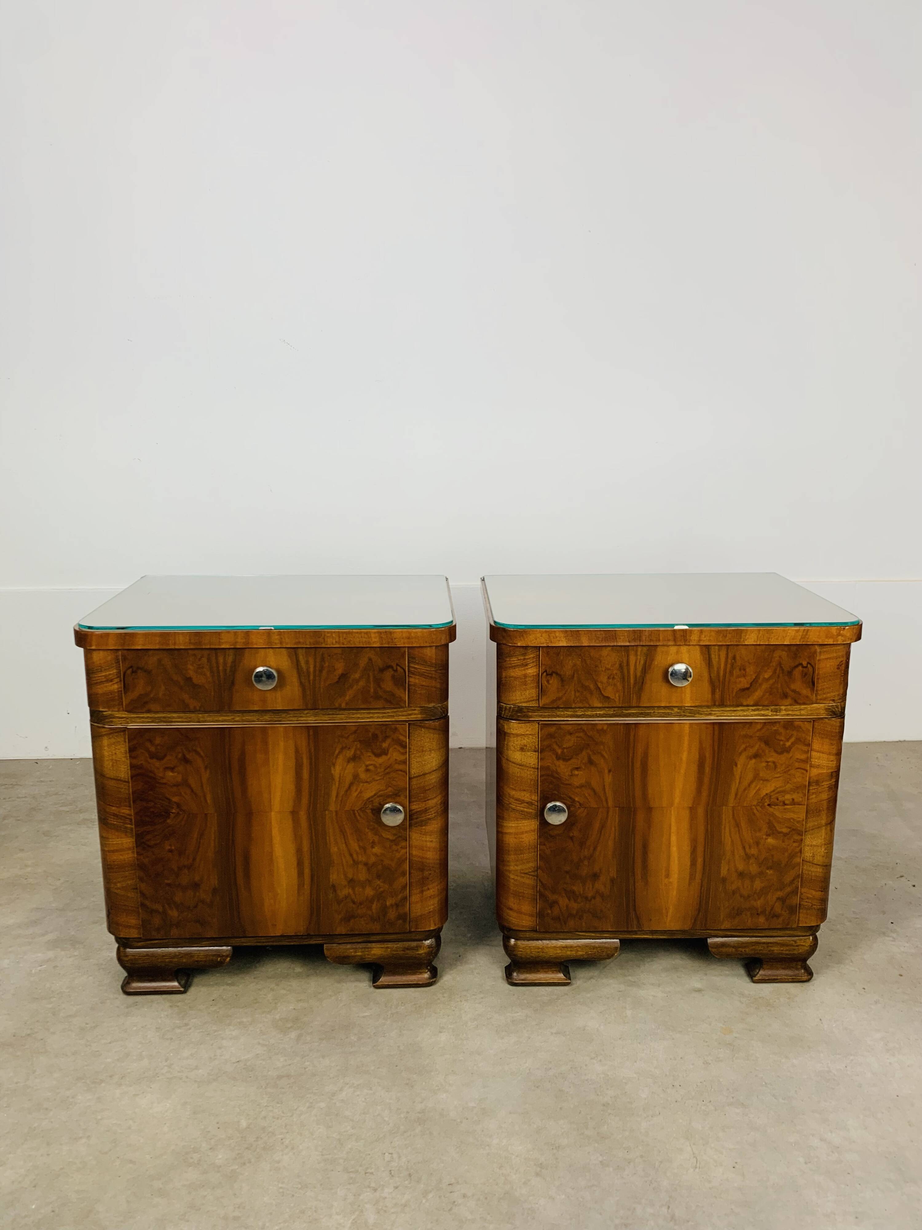 Pair of Art Deco bedside tables, 1930s